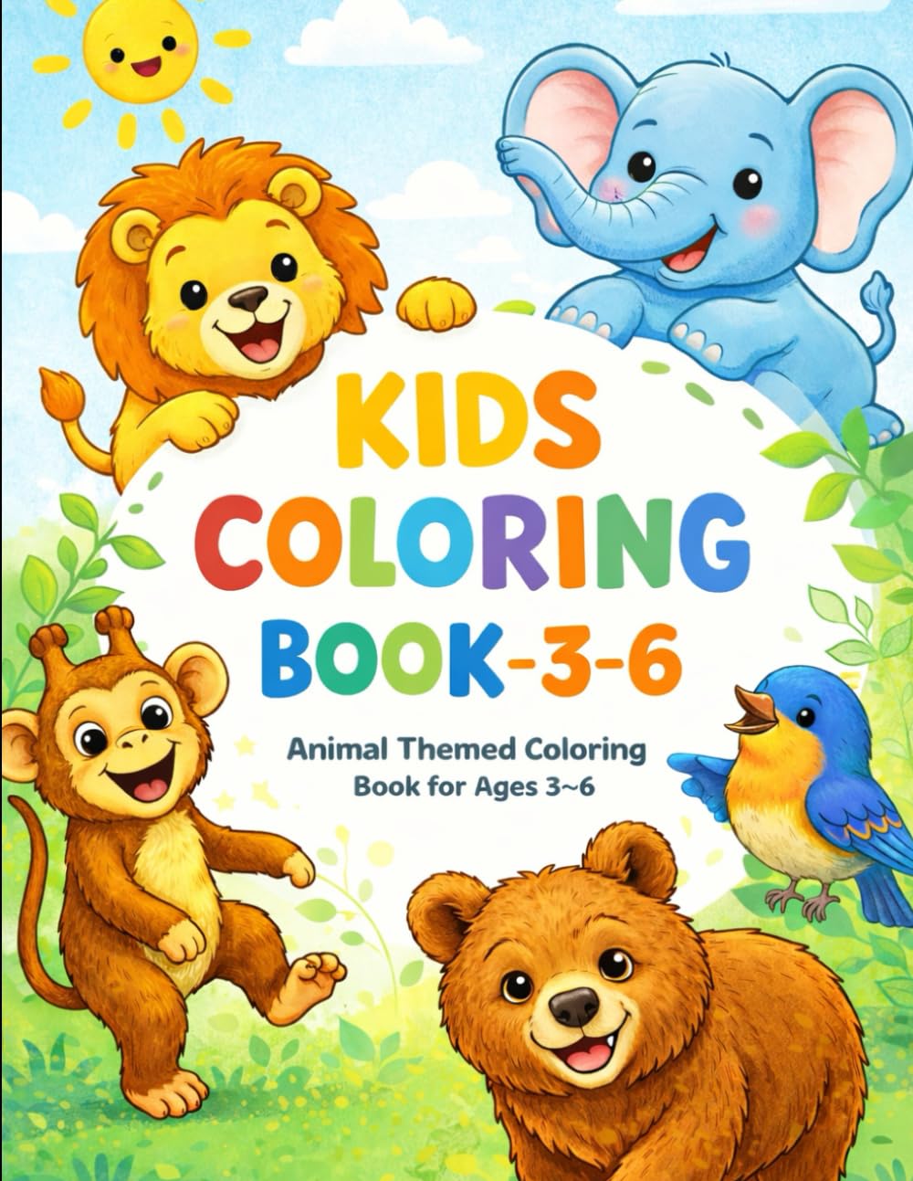 Big Happy Animals – A Fun Coloring Book for Kids Ages 3–6