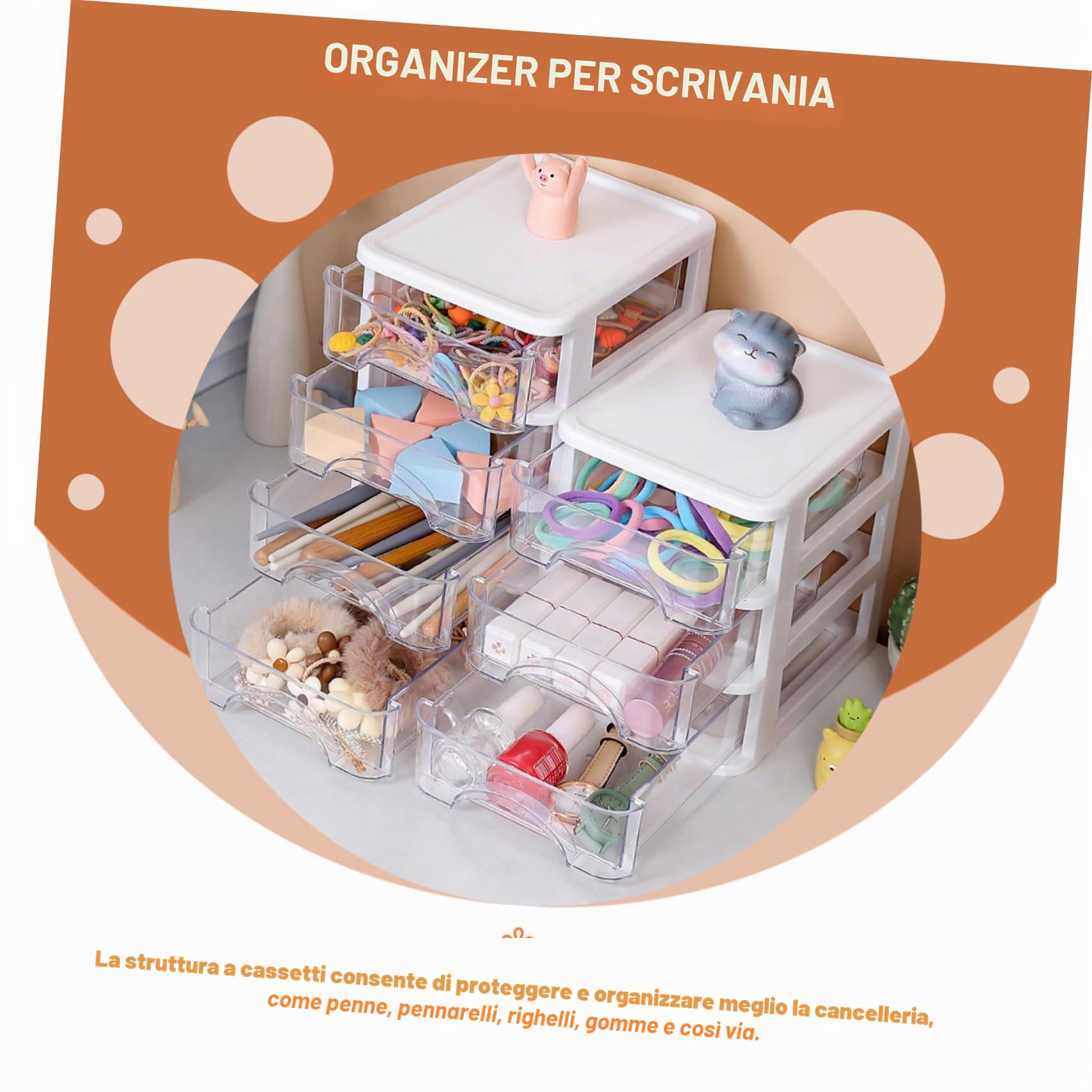 LABRIMP Organizer da Scrivania in Plastica Bianca Strati, Scatola Portaoggetti Pratica e Semplice per Decorazione Casa e Ufficio