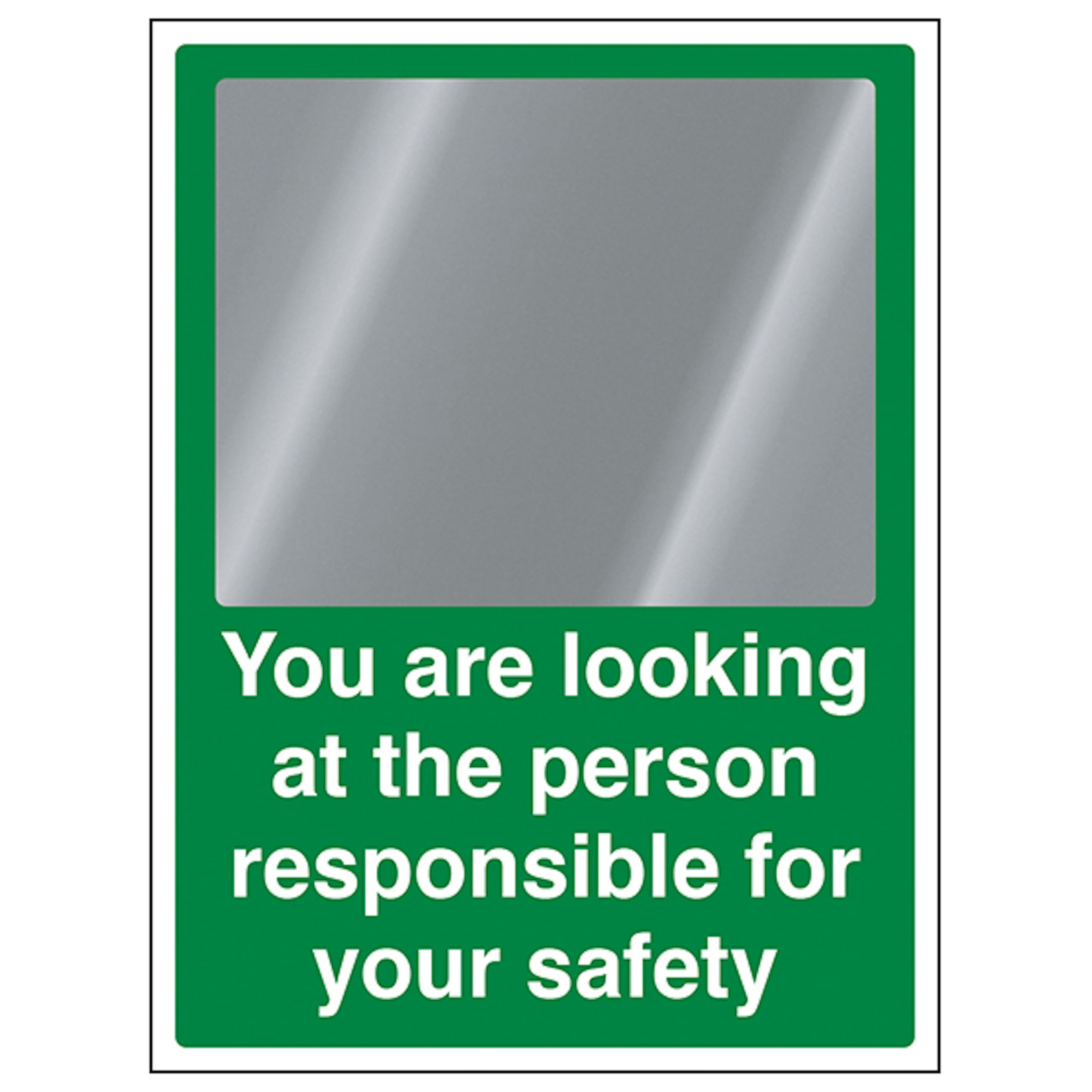 V Safety Person Responsible For Safety 300 x 400 mm - Mirrored 2mm Rigid Plastic Safety Sign