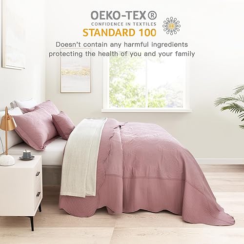 Miniatura 2 de HZ&HY - Juego de cubrecama de gran tamaño, ligero, delgado y reversible, 4 piezas, 100% microfibra, tamaño KingCal King, color sombras malva