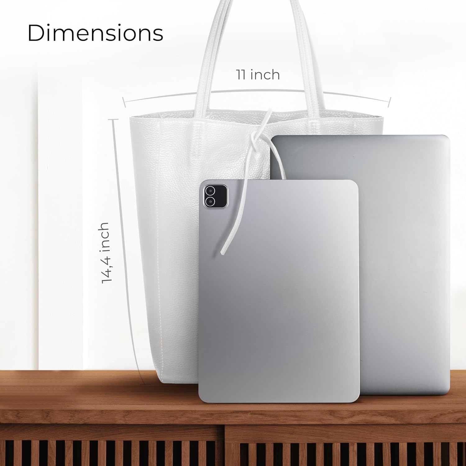 Italian Calf Leather Tote for Women with Zipper, Inner Pocket & Flat Base | Soft Unlined Shopper for Work & Travel - Image 4