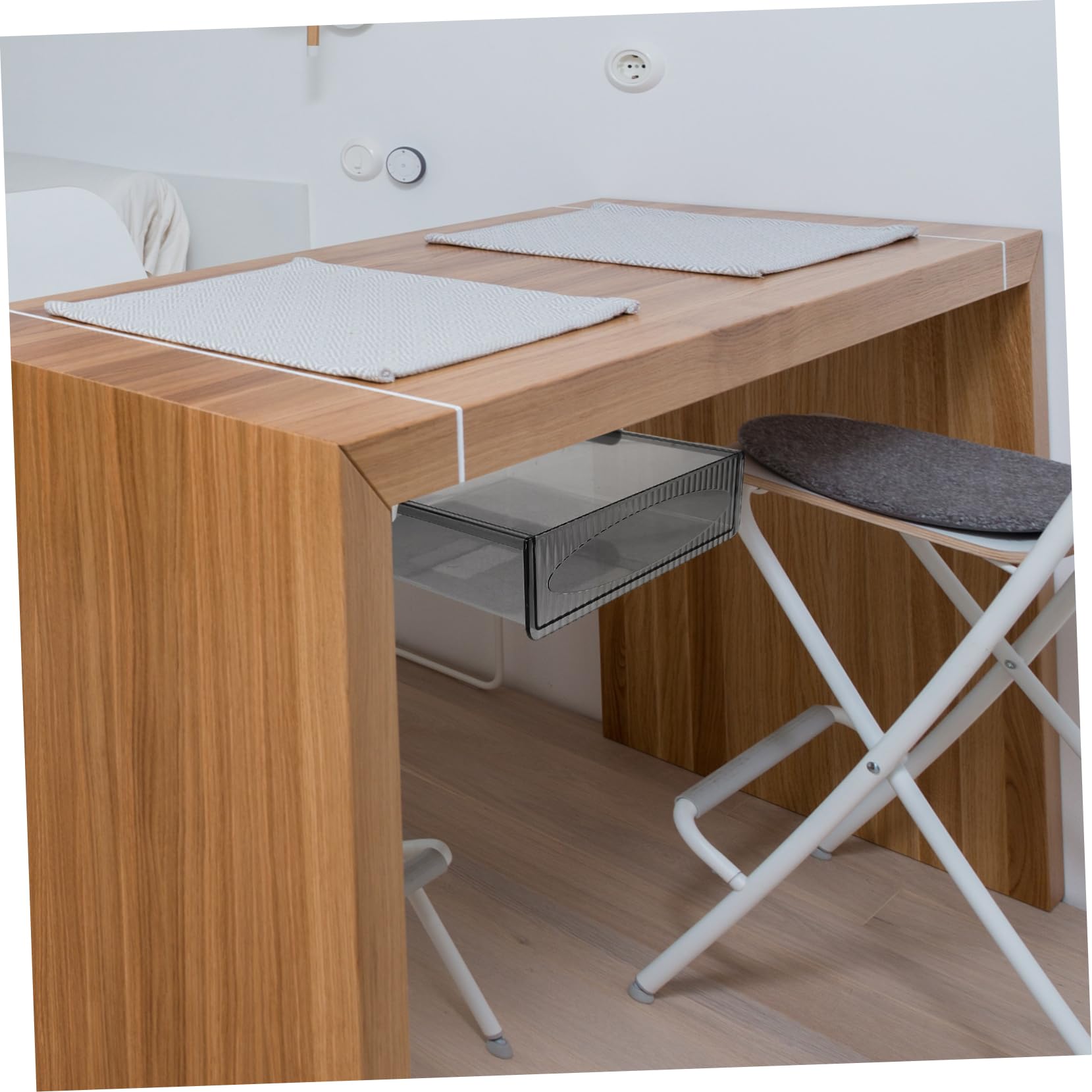 EXCEART Organizer Cassetto Sotto Scrivania Nero in Plastica 2 Pezzi | Capienza Ampia, Installazione Nascosta senza Fori, Ufficio e Soggiorno, Resistenza All’usura