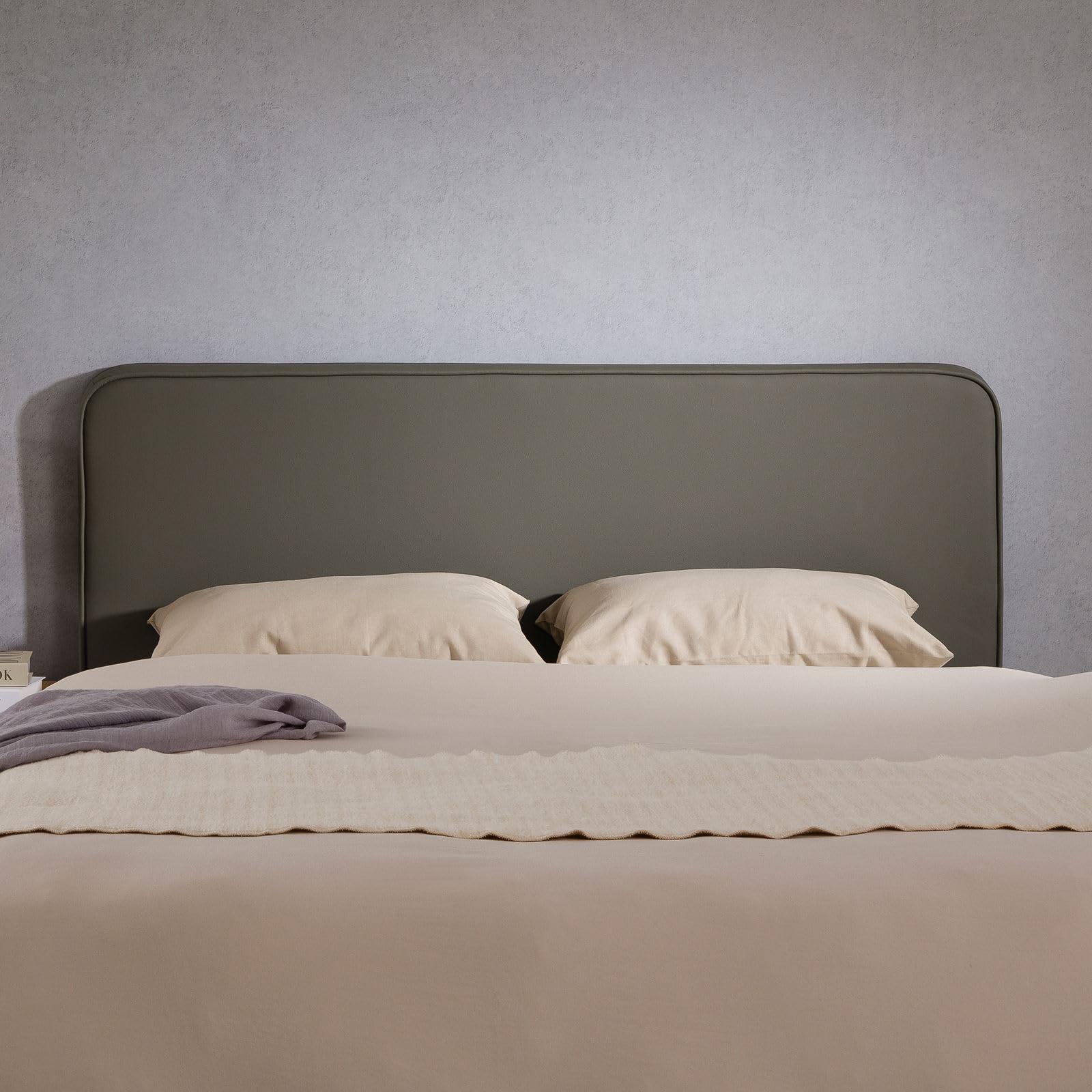 IDIMEX Tête de lit Celest 160, Rembourrée, Fixation Murale, Design Arrondi Moderne, pour lit 160 cm ou Moins, Gris