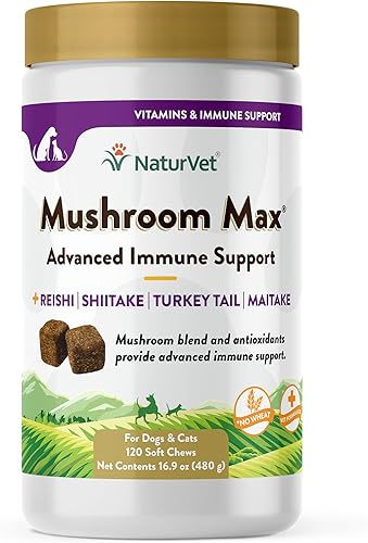NaturVet Mushroom Max Advanced Immune Support Suplemento para perros  Ayuda a fortalecer la inmunidad salud general para perros  Incluye setas