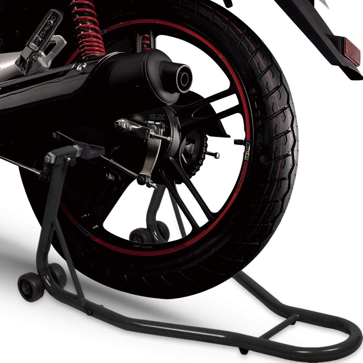 COSTWAY Caballete Trasero, Moto Acero Inoxidable para Rueda, Trasera Motocicleta Soporte Portátil y Móvil (Negro)