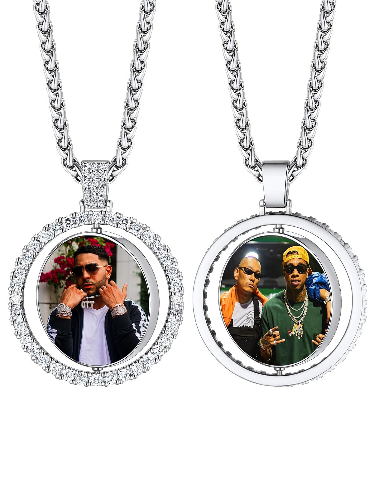 Custom4U Picture Necklace Personalized Photo Circle Chain for Men Women