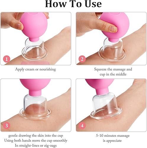 Miniatura 5 de Nuanchu Juego de 2 Piezas de Ventosas Faciales de Vidrio, Copas de Ventosas Faciales de Vidrio y Silicona con Succión al Vacío para Cara, Piel,