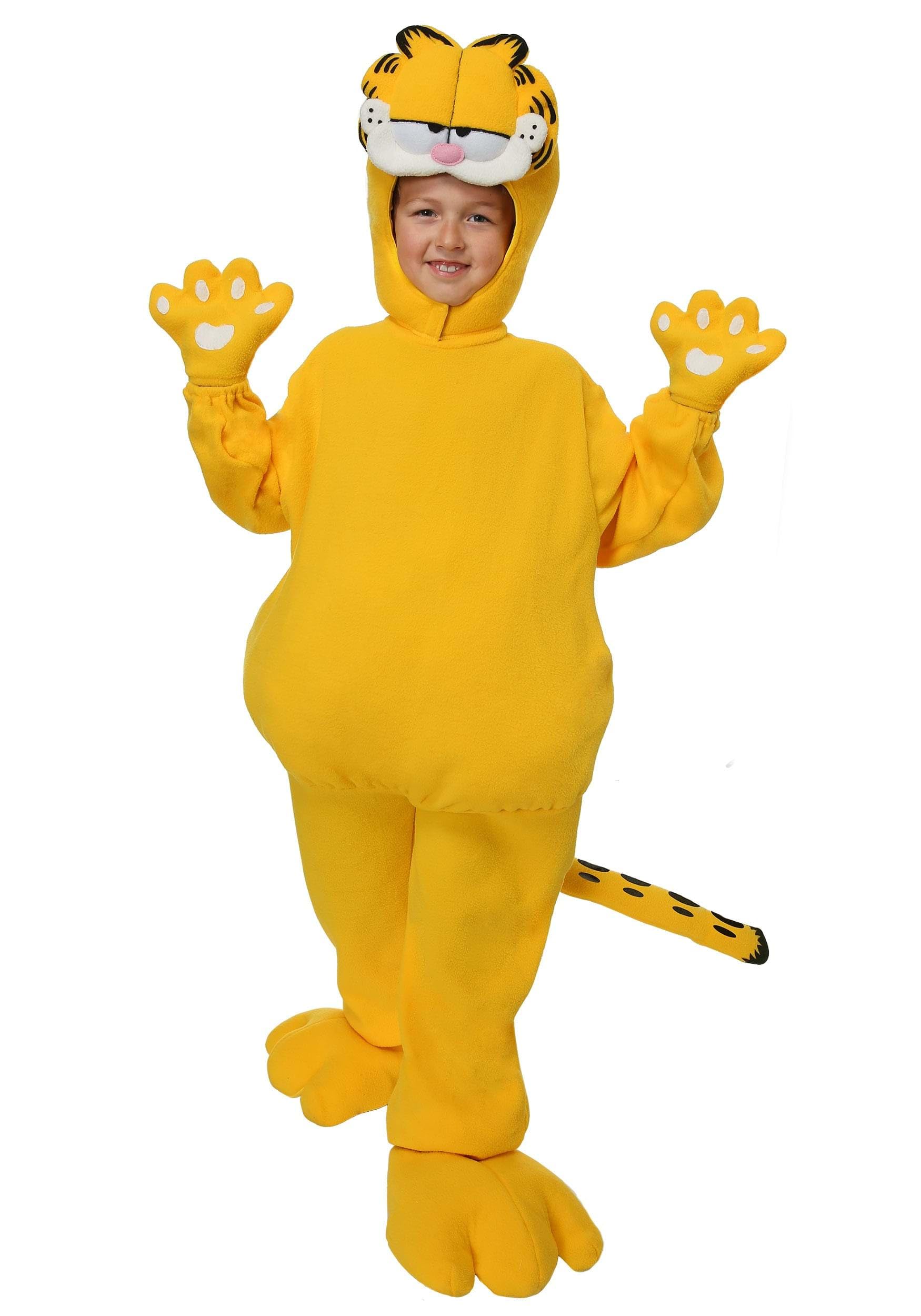 Kids Garfield Costume Unisex Orange Cartoon Cat Jumpsuit Halloween Outfit