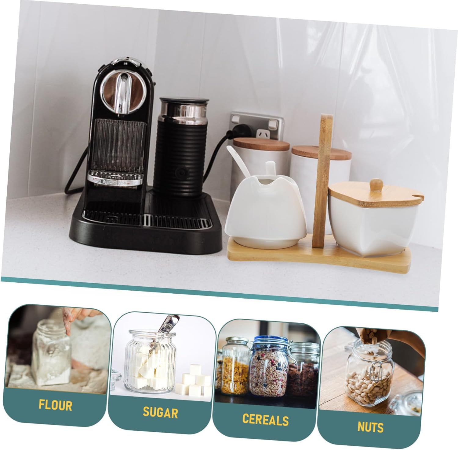 Ceramic Sugar Bowl and Cream Pitcher Set Tray and Spoon for Use Elegant Design for Sugar and Creamer Serving