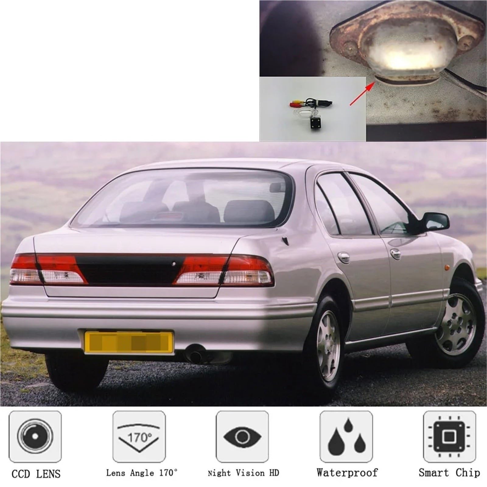 Kamera cofania do Nissan Cefiro A32 (1994-1999) - noktowizor - wyświetlacz tablicy rejestracyjnej / parkowania