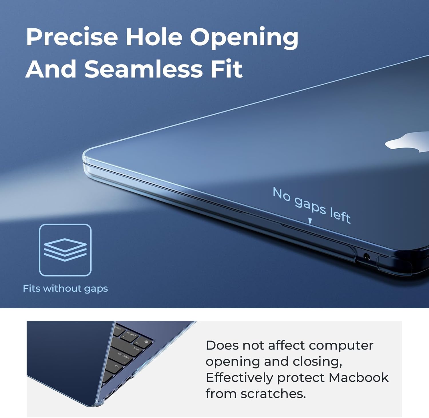 EooCoo Compatible with MacBook Air 13 inch Case 2026 2025-2022 M4 M3 M2 Model A3240 A3113 A2681, Mac Air 13.6 inch Clear Hard Shell & Keyboard Cover & Screen Film & Type-C, Crystal Midnight - Image 3