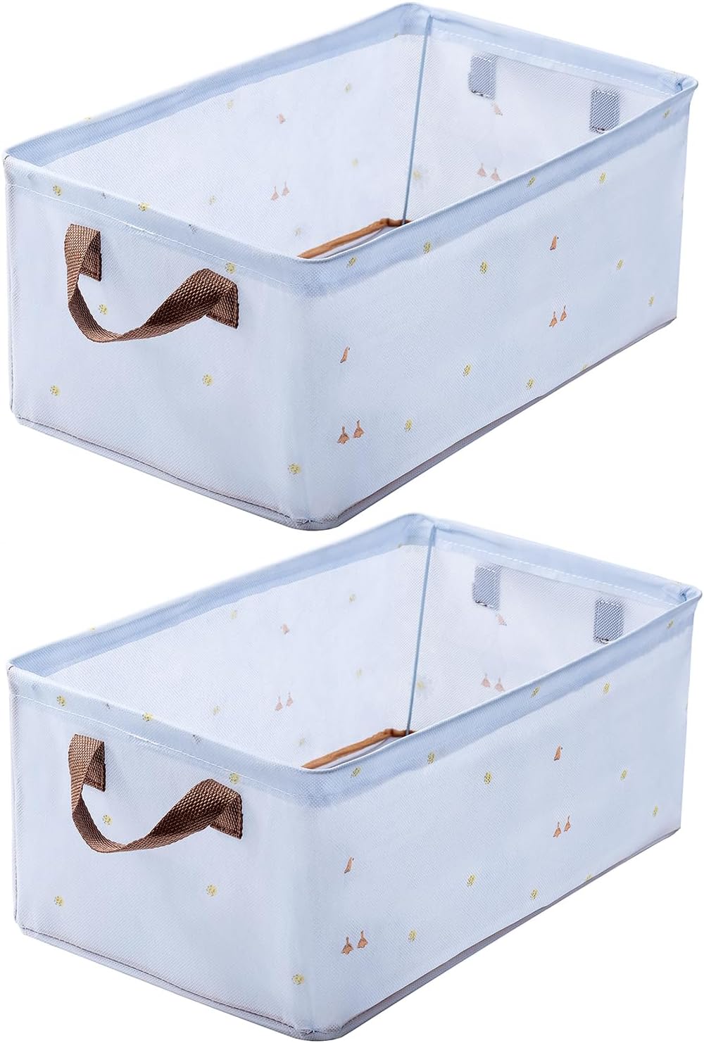 House of Quirk 2pcs Store Wardrobe Organizer For Clothes With Metal Fram Foldable Storage Box, Clothing Storage Boxes For Pants, Shirt, Sweaters, Jeans, Socks (Blue Duck)