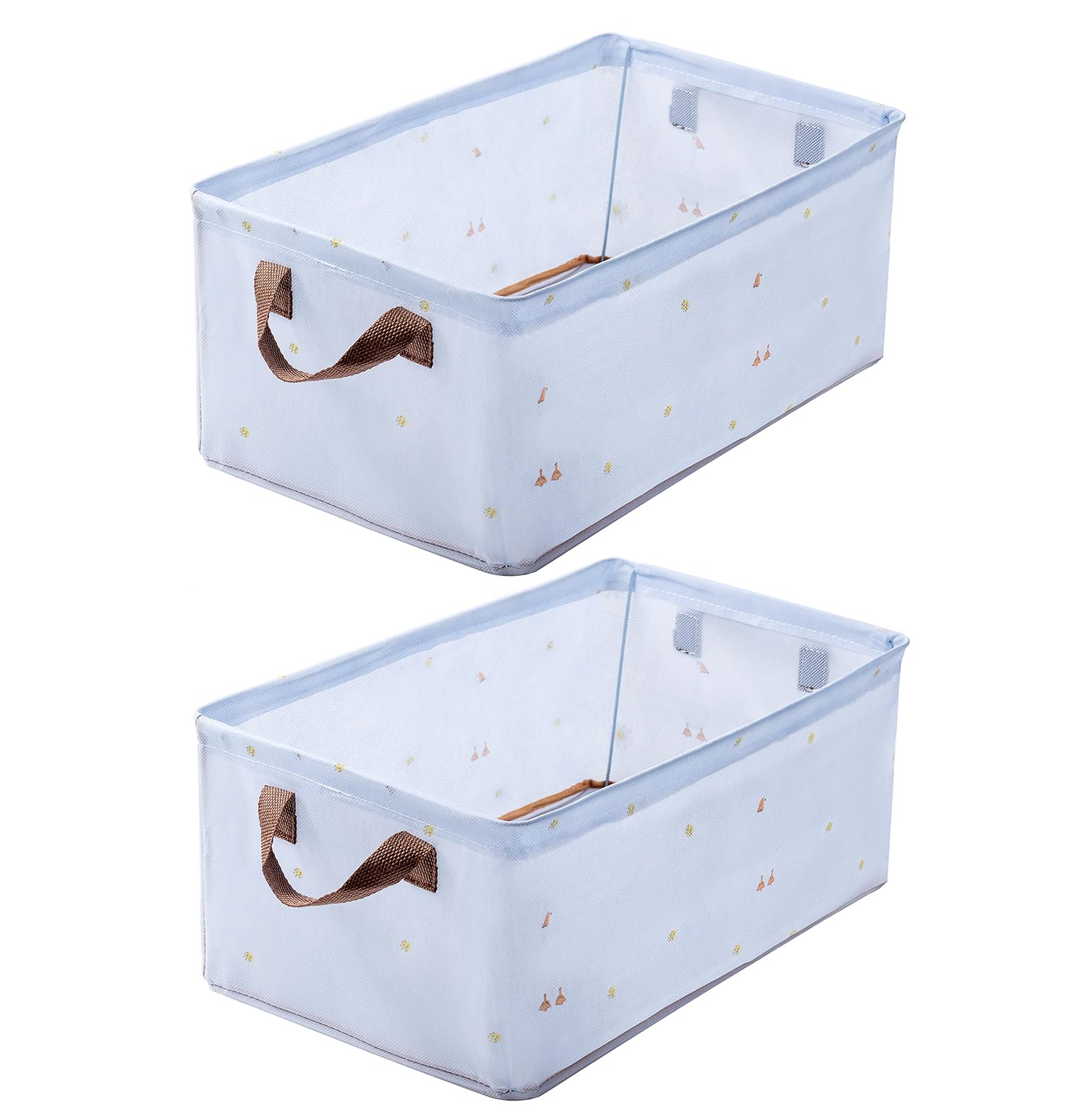 House of Quirk 2pcs Store Wardrobe Organizer For Clothes With Metal Fram Foldable Storage Box, Clothing Storage Boxes For Pants, Shirt, Sweaters, Jeans, Socks (Blue Duck)