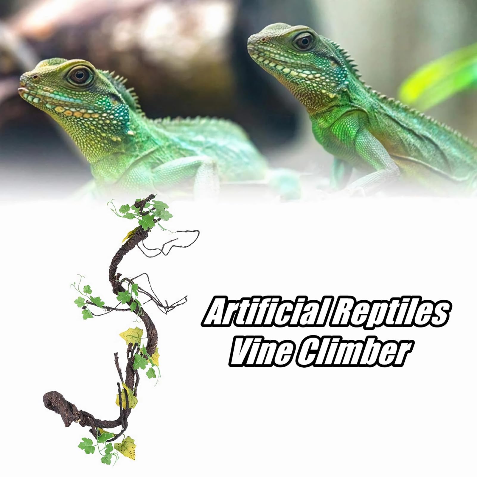 Duokon Reptile Vines Escalada Artificial Selva Bosque Curva decoración de hábitat para Mascotas lagartos Ranas Serpientes (L)