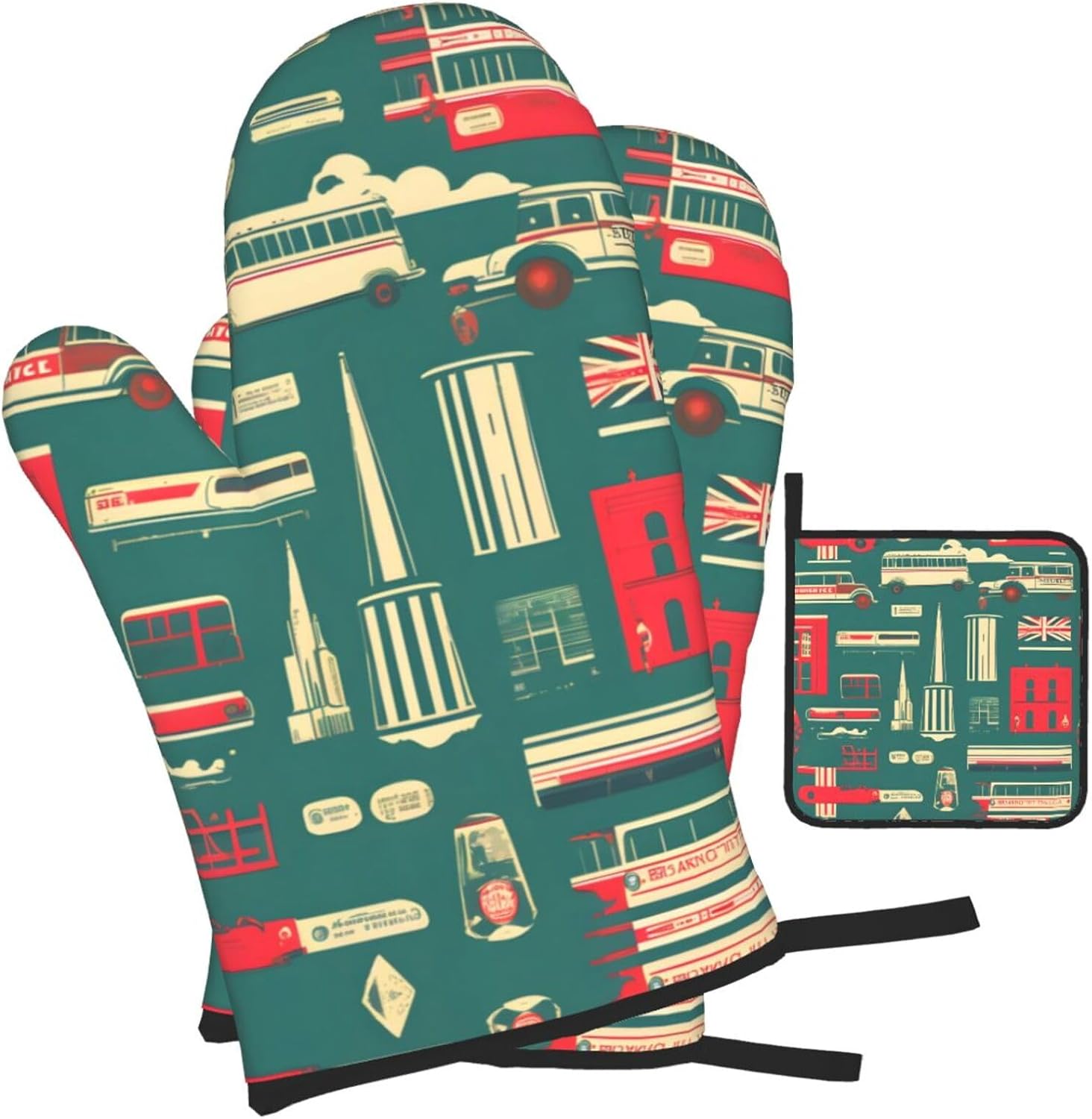 Scottish Retro Print Heat Resistant Microwave Gloves, Used for Baking, Cooking, and Fashion Kitchen Essentials