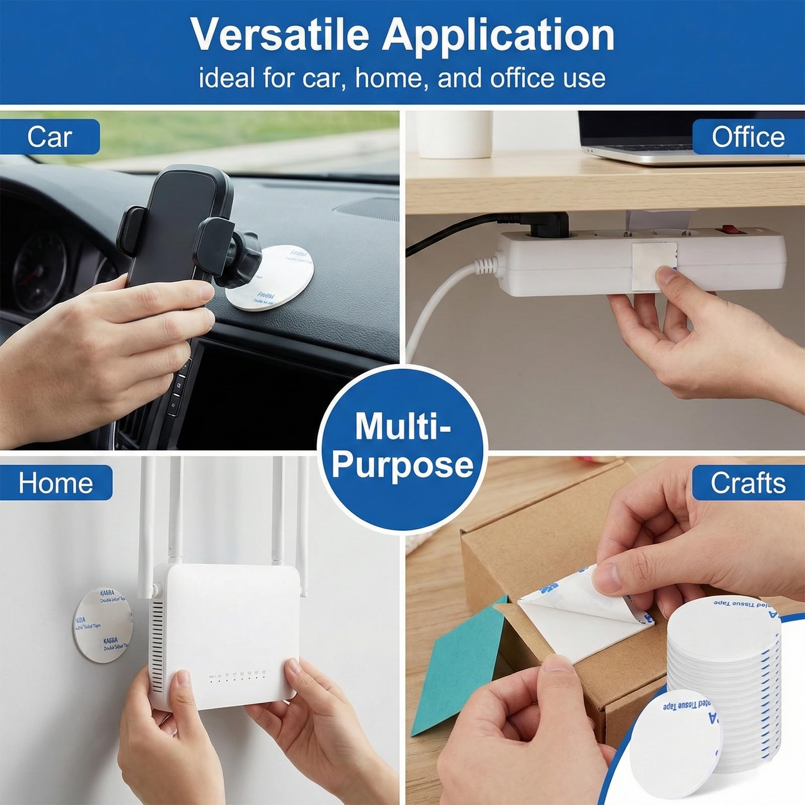 40 Pezzi Pad Biadesivo Extra Forte, Pads Nastro Biadesivo Schiuma, Adesivo Biadesivo Extra Forte Quadrati & Tondo, Impermeabili per la Casa, Ufficio e Auto