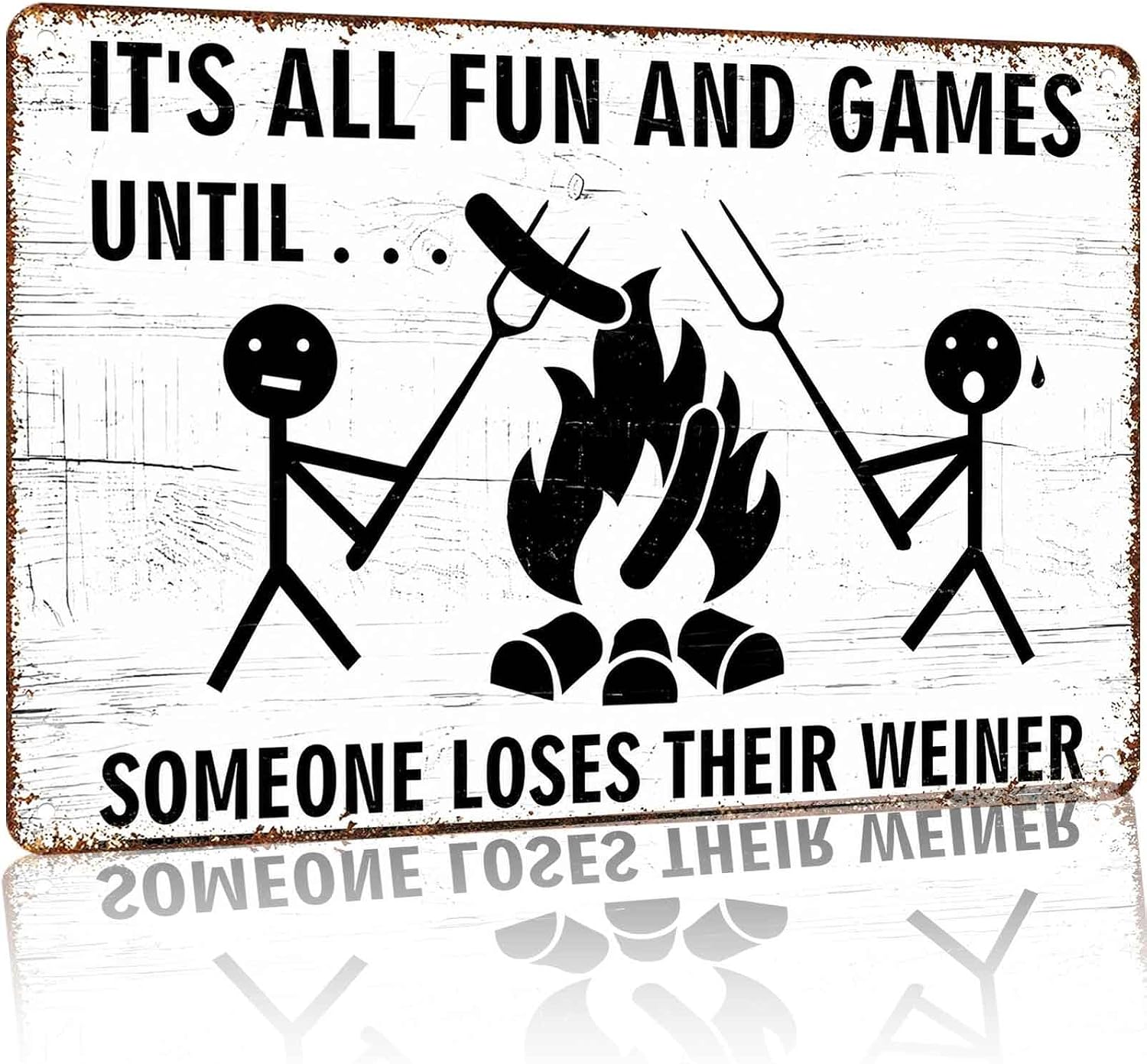 Funny Camping Bonfire Pun Joke Aluminum Metal Sign 8 x 12 Inch