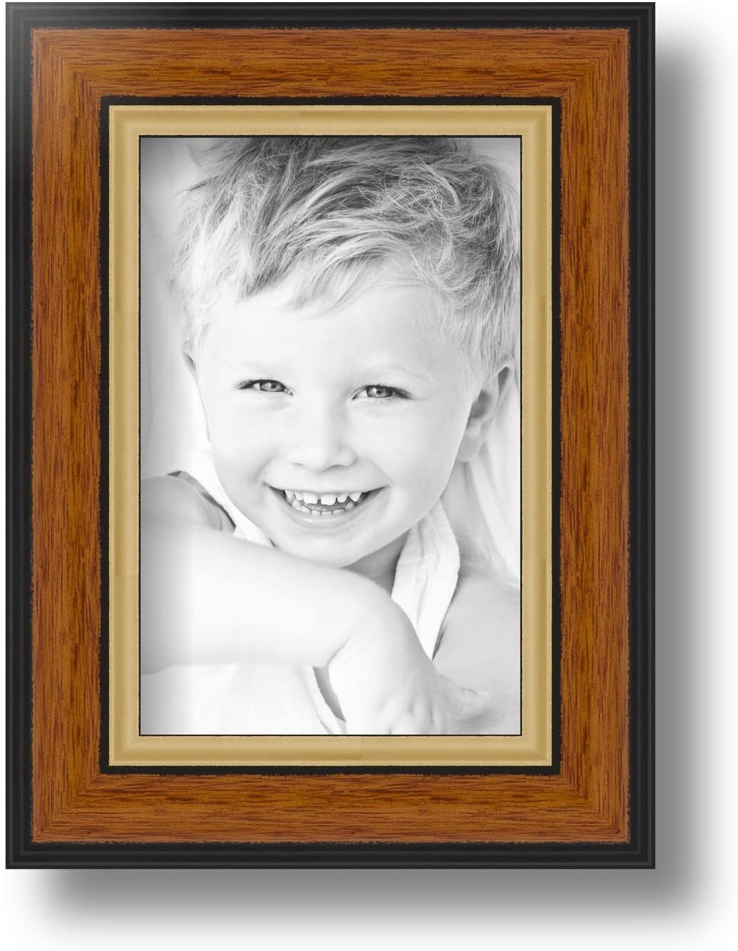 ArtToFrames 4x6 Inch Brown Picture Frame, This 1.25" Custom Poster Frame is Honey with Gold, for Your Art or Photos - Comes with Regular Glass, WOM0066-83120-YHNY-4x6