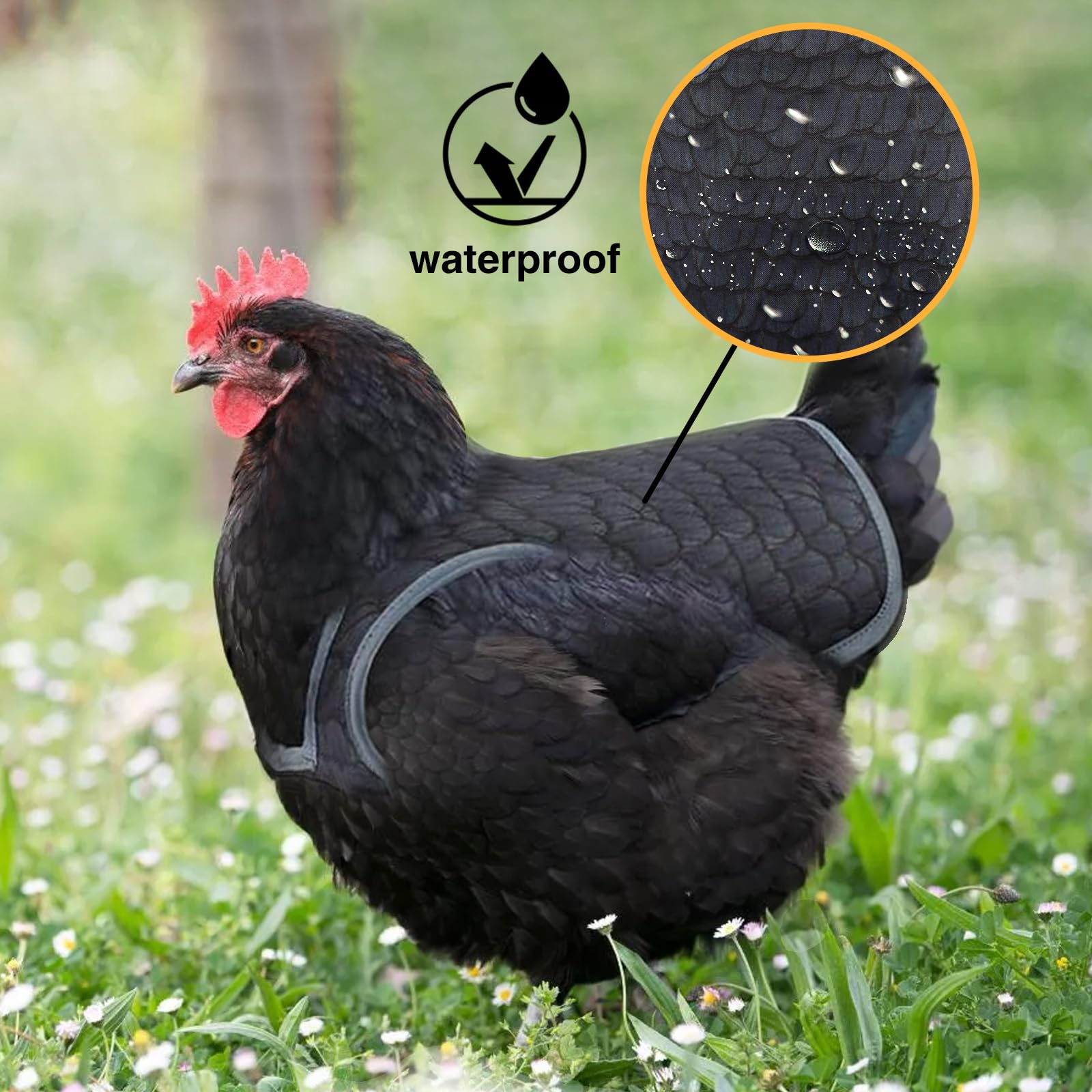 Lot de 2 selles de poulet pour poules, protection du dos de poule, tabliers confortables et légers pour poules (noir)