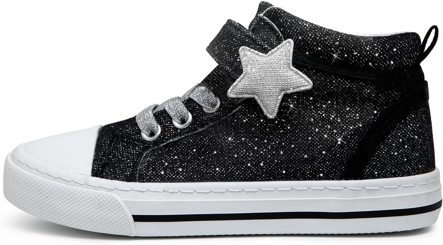 HugRain Toddler Girls Kids Sparkle Fashion Outdoor Walking Sneakers