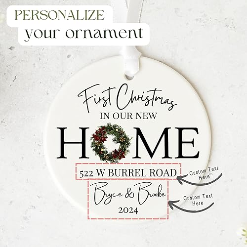 Miniatura 3 de Adorno personalizado para la primera Navidad en nuestra nueva dirección del hogar, adorno personalizado para dirección de casa, regalo para la