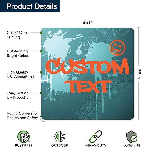 Miniatura 340 de My Sign Center - Letrero personalizado, 11 colores de fuente, 13 estilos de fuente, 4 opciones de agujero, 22 tamaños, 8 x 32 pulgadas, sin óxido,