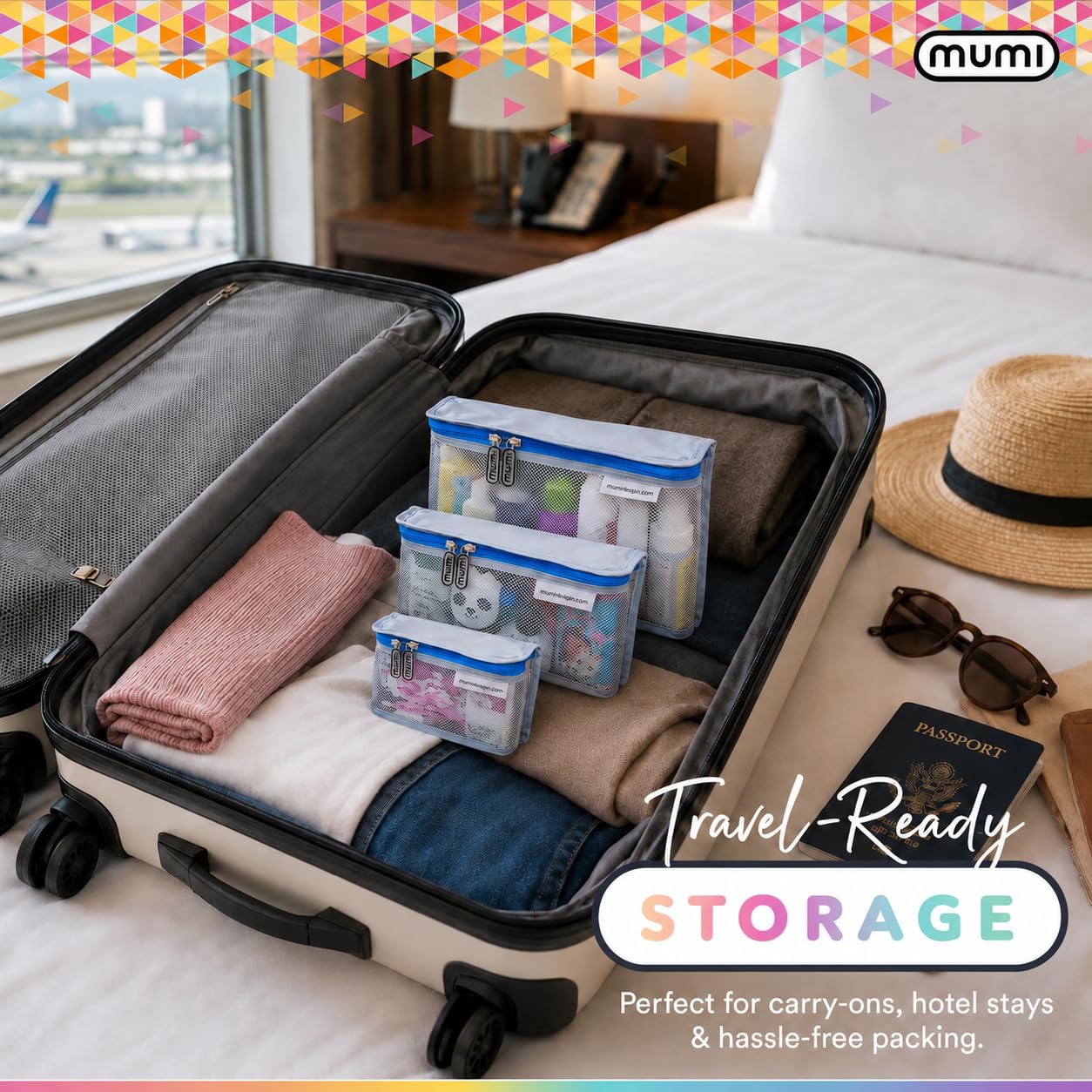 MUMI Reise-Kulturbeutel 3er-Set – TSA-zugelassene Kulturtasche für Frauen – transparenter Kulturbeutel und Make-up-Organizer – wasserabweisende Reise-Kosmetiktaschen für Hautpflege – leicht, gelb, 11