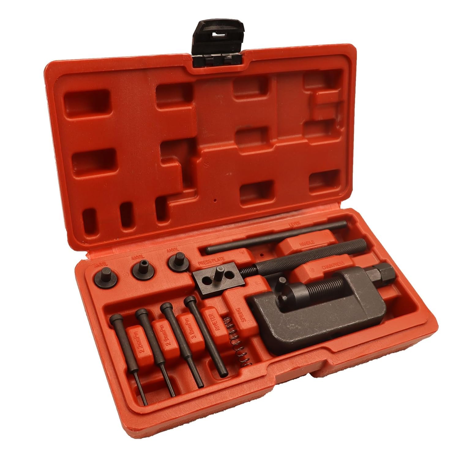Hetkrishi Motorcycle Chain Tool Kit - Chain Breaker Set with C Frame, 3 Anvils, 5 Break Tips - Cam & 25 to 630 Chain Rivet Remover and Link Extractor Tools for Dirt Bike, ATV and Motorcycle Chains-picture-27