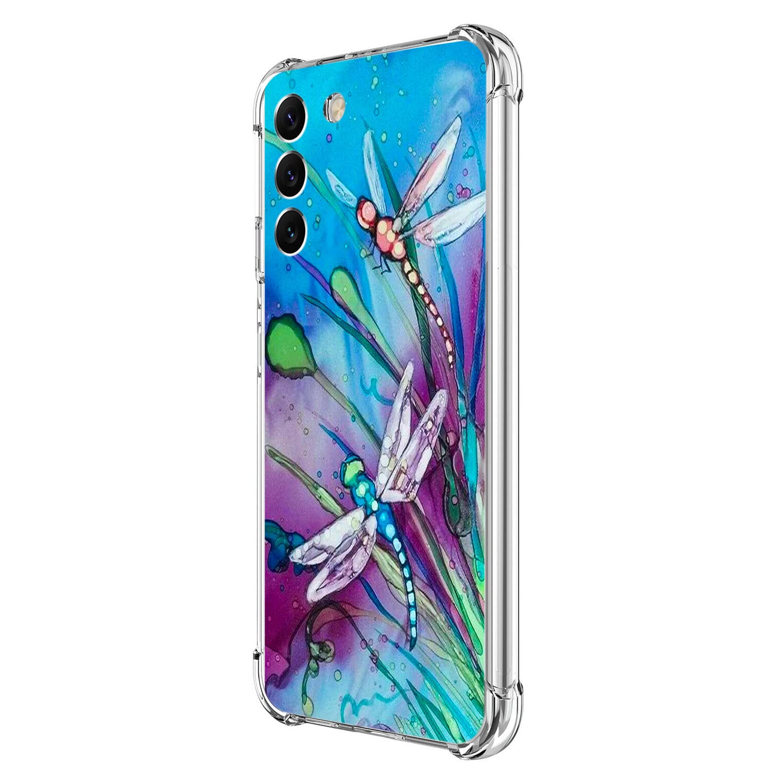 Beaucov Galaxy S23 Case, Cute Dragonfly Drop Protection Shockproof Case TPU Full Body Protective Scratch-Resistant Cover for Samsung Galaxy S23 5G