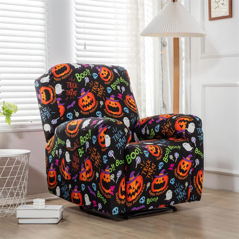 KTHVZ 4 Pieces Christmas Recliner Sofa Cover Stretch Spandex Armchair Slipcovers Elastic All-Inclusive Single Sofa Covers for Living Room Xmas (A5 Recliner Cover)