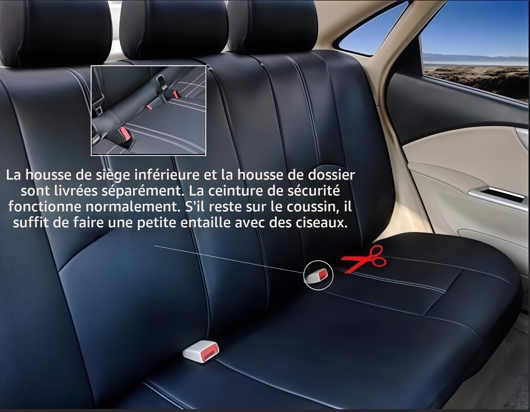Couverture de Siège de Voiture Universelle 11 Pièces - Housse de Siège Auto Complet Ensembles - Couvre/Protecteurs de Sièges Avant et Arrière Similicuir, Noir #1