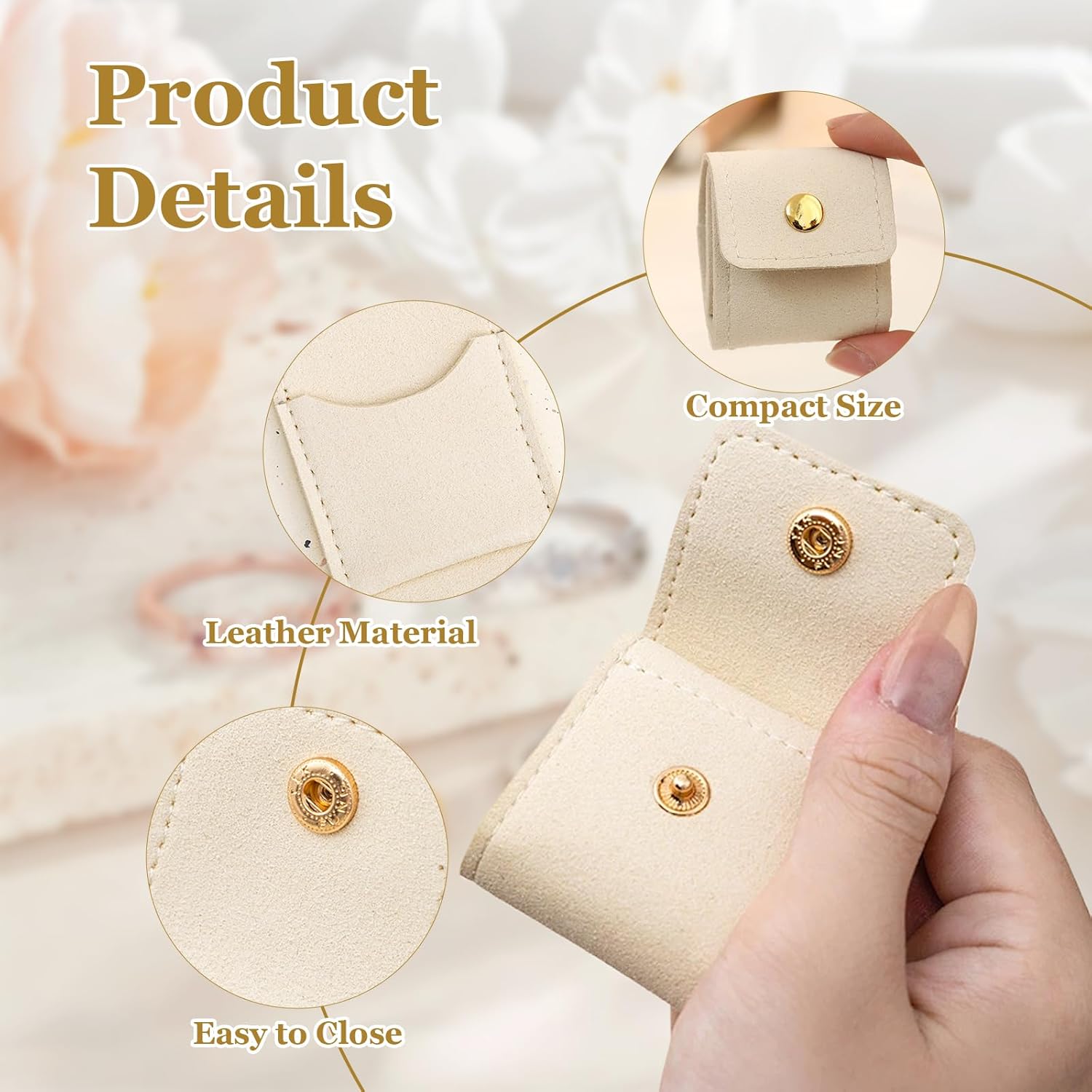 Joyzan Mini Travel Jewelry Bag, Small Jewelry Storage Organizer Case Foldable Journey Ring Roll Pouch Buckle Multifunctional Portable Box Necklaces Earrings Chain Bracelets Brooches Trinkets 3Pcs