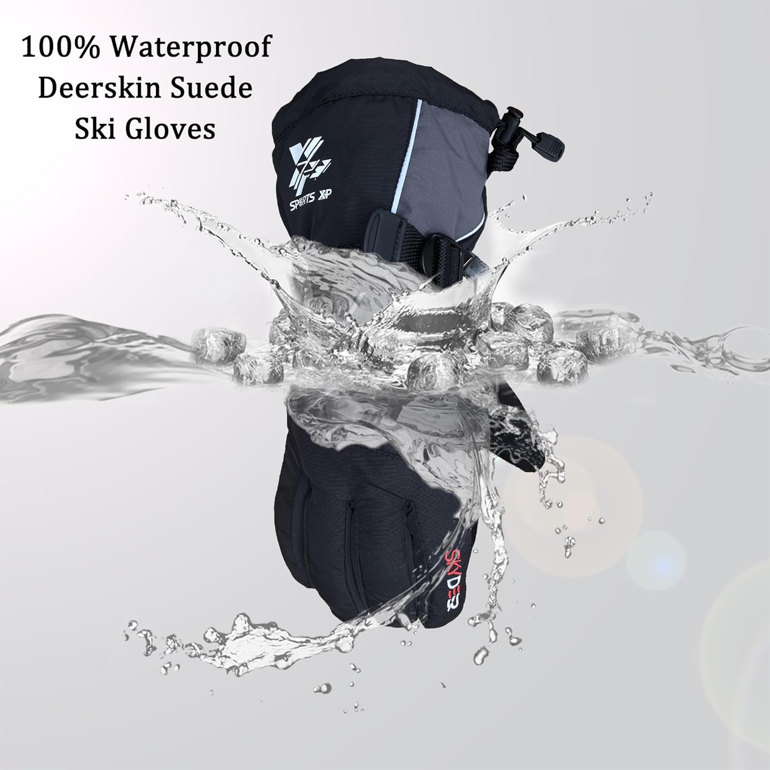 SKYDEER 100% Waterproof and Premium Deerskin Suede Leather Ski Gloves with 150G 3M Thinsulate Lining, Ultra Soft & Durable & Warm Cold Weather Gloves for Extreme Cold Condition (SD8650T) - Image 4