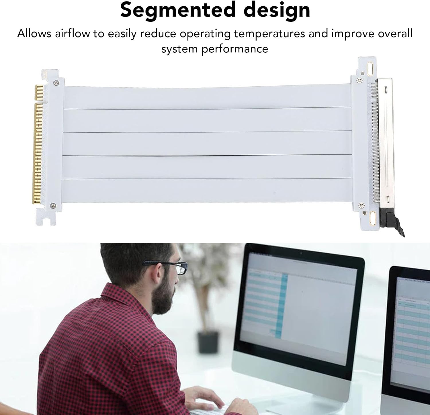 GPU PCIE 5.0 Extension PCIE 5.0 X16 Riser Cable PCB 128Gbps High Speed Flexible GPU Extension Riser Cable Adapter Compatible with 4.0 3.0 2.0 1.0 (20cm)