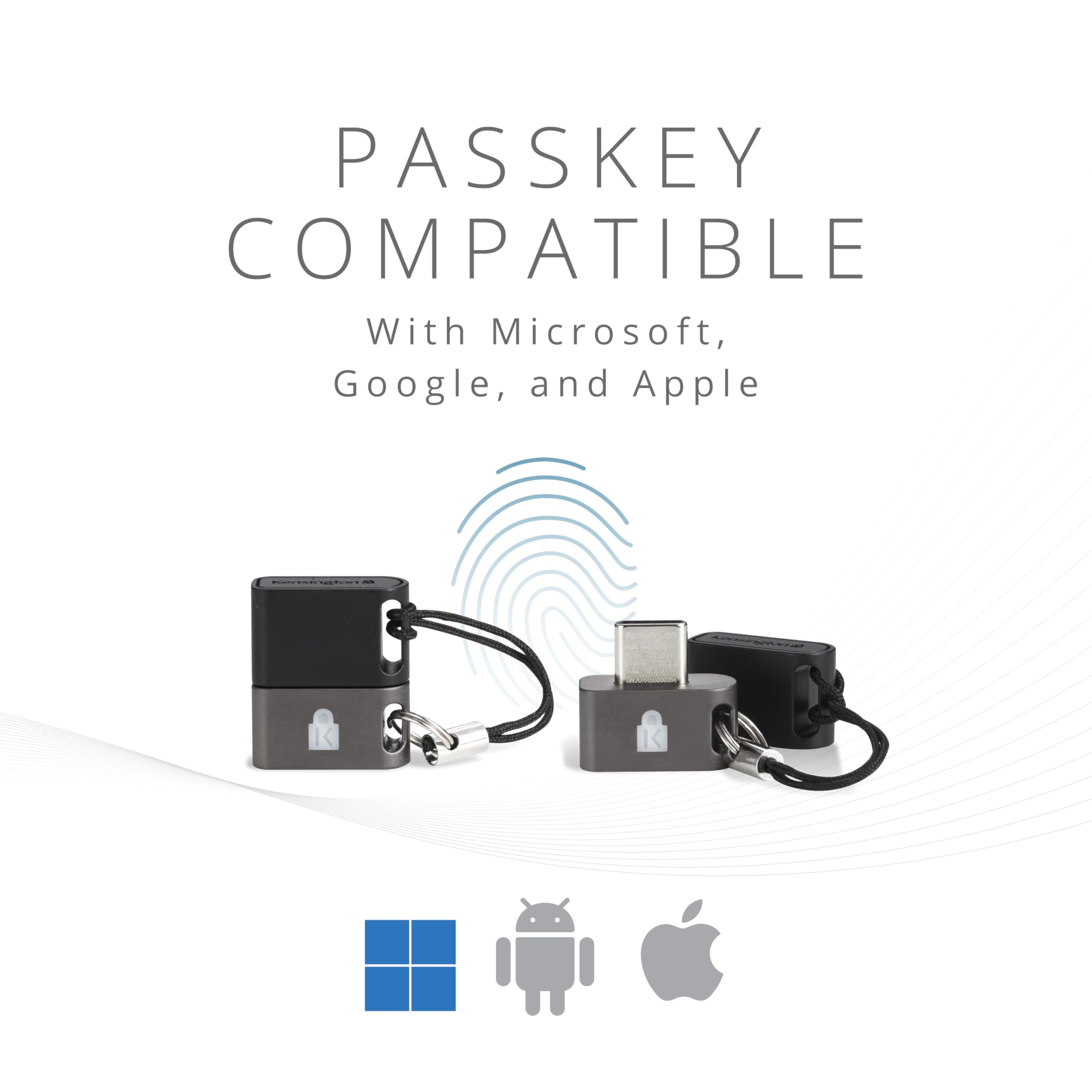 Kensington VeriMark Guard Llave de Seguridad USB-C con Huella FIDO2 | WebAuthn/CTAP2 y FIDO U2F, para Google, Microsoft, PC, tabletas e iPad