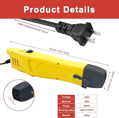 Vista 24 de Pistola de calor, mini pistola de calor de 350 W con boquilla reflectora, ajustes de temperatura duales, pistola de aire caliente de calor rápido
