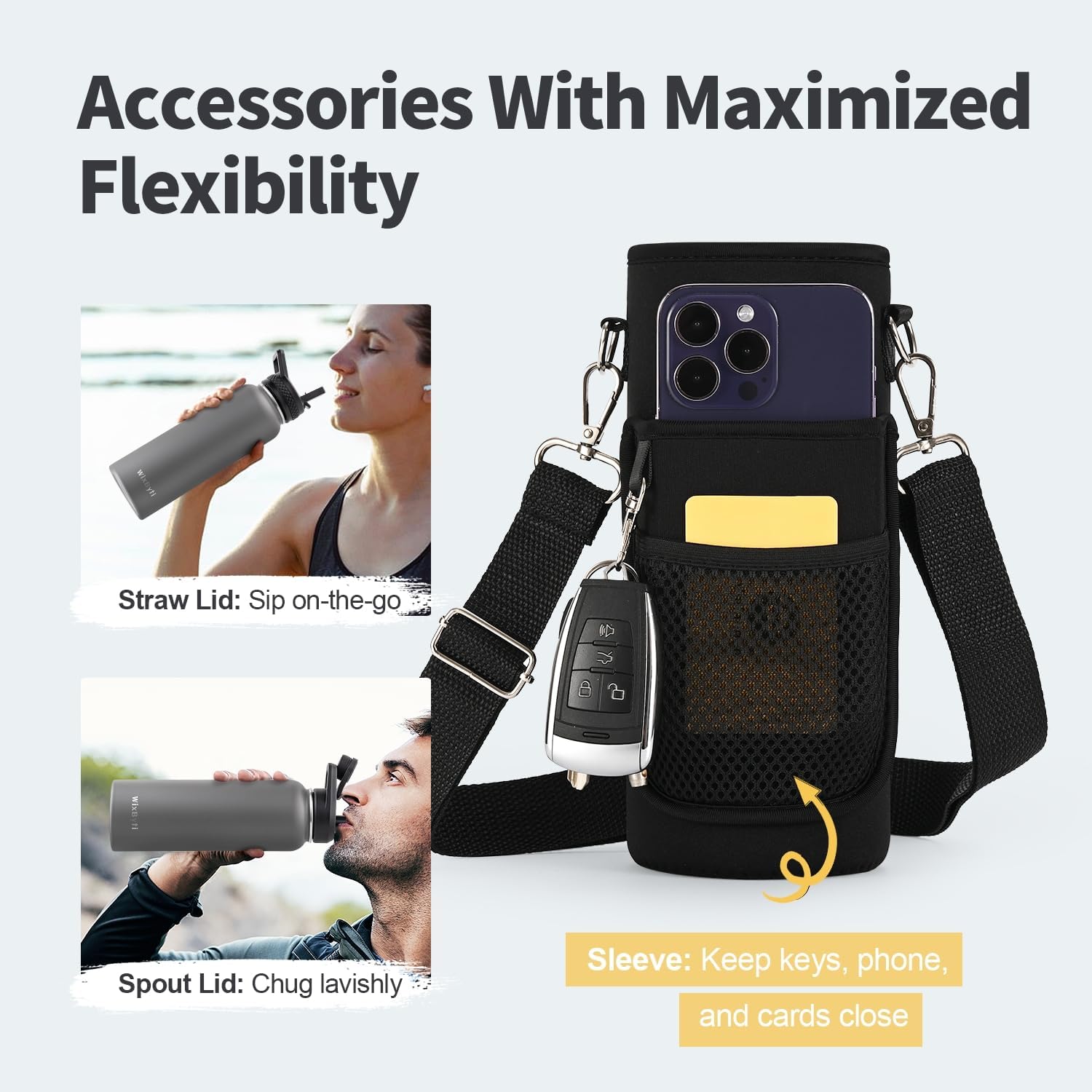 40 oz Insulated Water Bottle with Straw (Cold for 48 Hrs), Stainless Steel Triple Wall Vacuum Sports Water Jug, Leakproof Hydro Cup Flask with Paracord Handle & Straw Spout Lids & DIY Stickers - Image 3