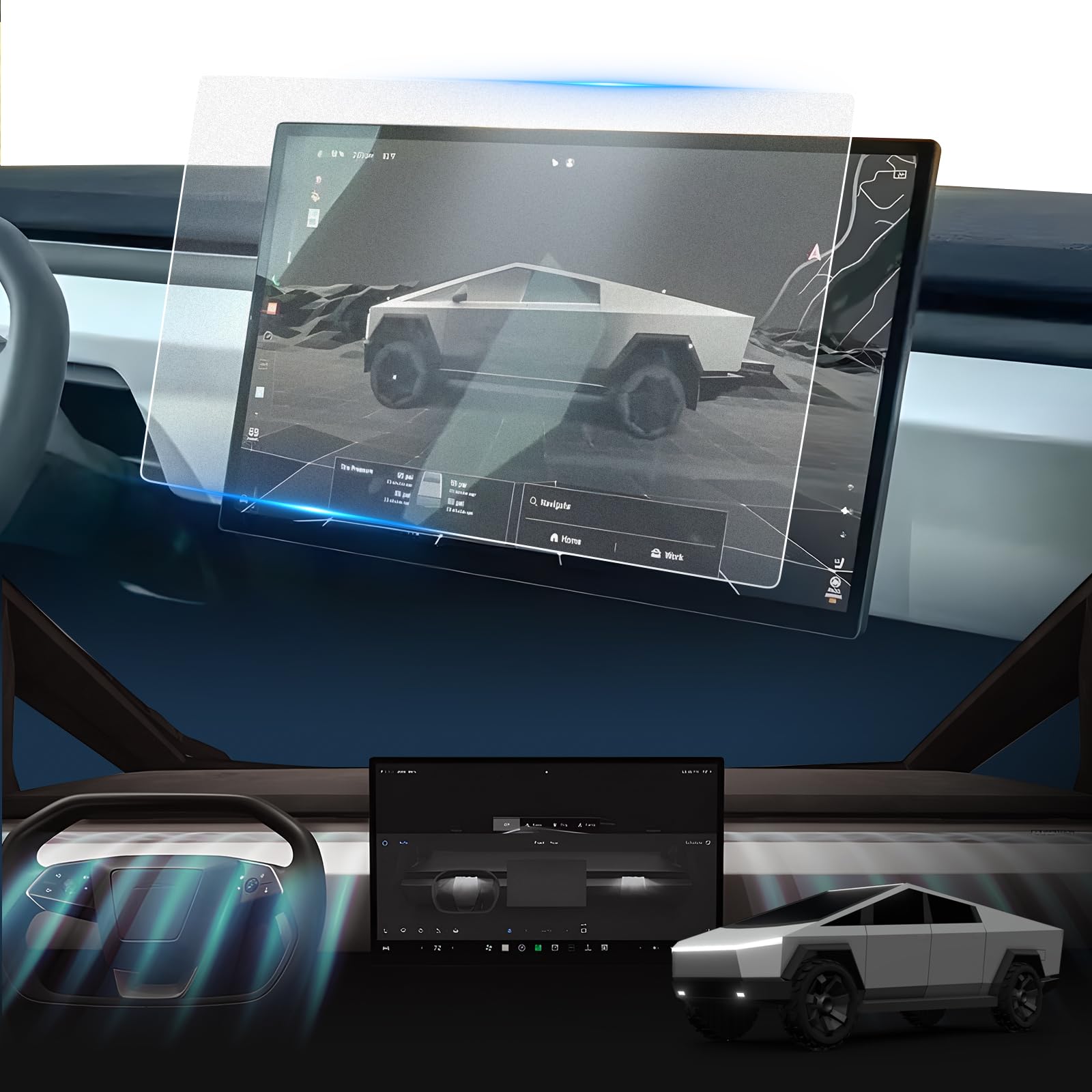 LFOTPP for Tesla Cybertruck Screen Protector Glass[Anti-Glare] for 2024 Tesla Cybertruck 18.5 Inch[AWD/Cyberbeast] for 2024 Tesla Cybertruck Electric PickUp Truck Model Cybertruck Accessories Matte