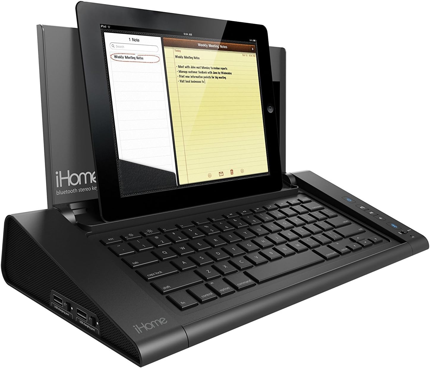 AK TECH iHome Executive Space-Saver Station Bluetooth Keyboard Speaker System for Android, Tablets and iMac