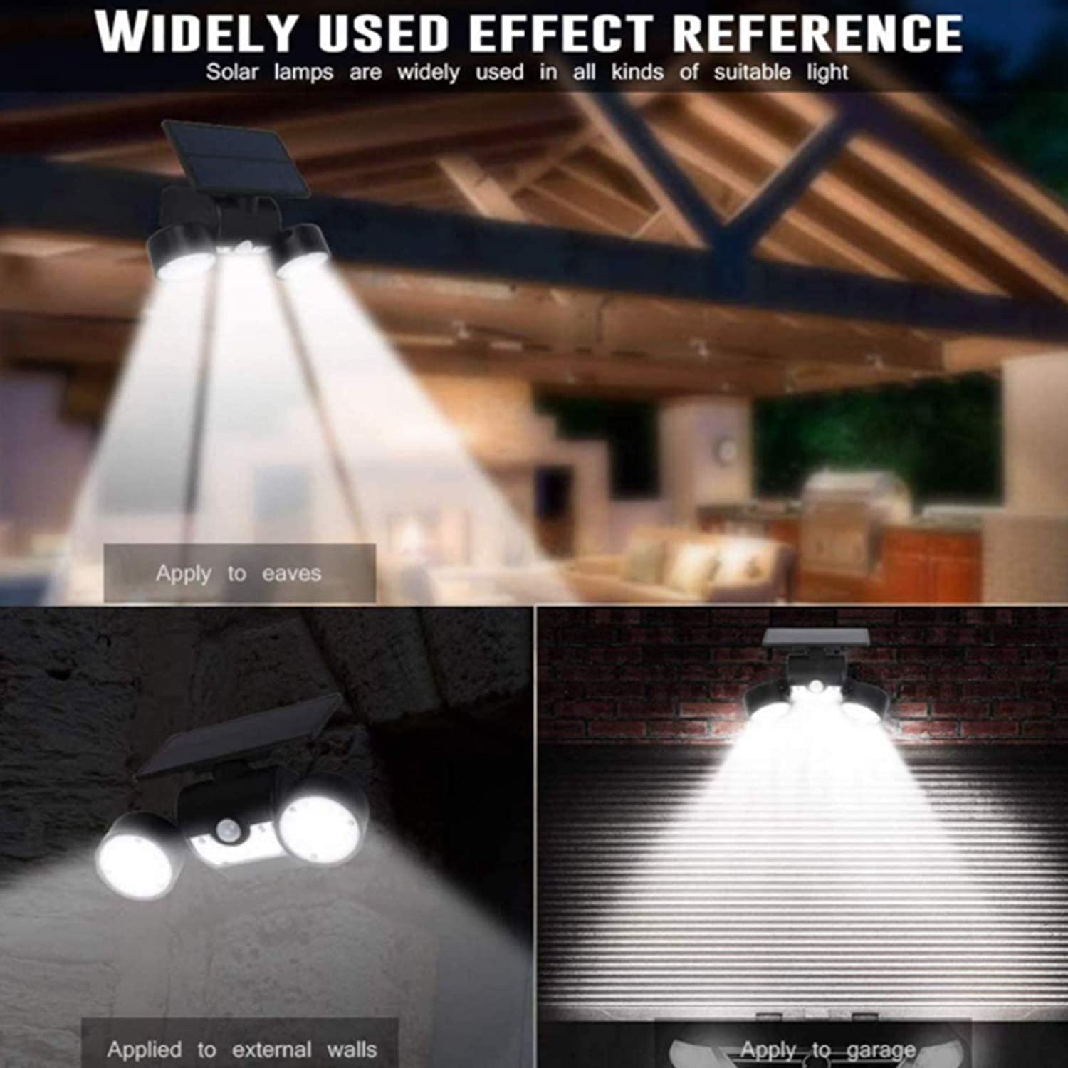 Luz Solar Para Exteriores Con Sensor De Movimiento De 30 LED Focos De Doble Cabeza IP65 Impermeables Ajustables En 360 ° Luces De Pared Solares Para Inundación (2 Piezas)