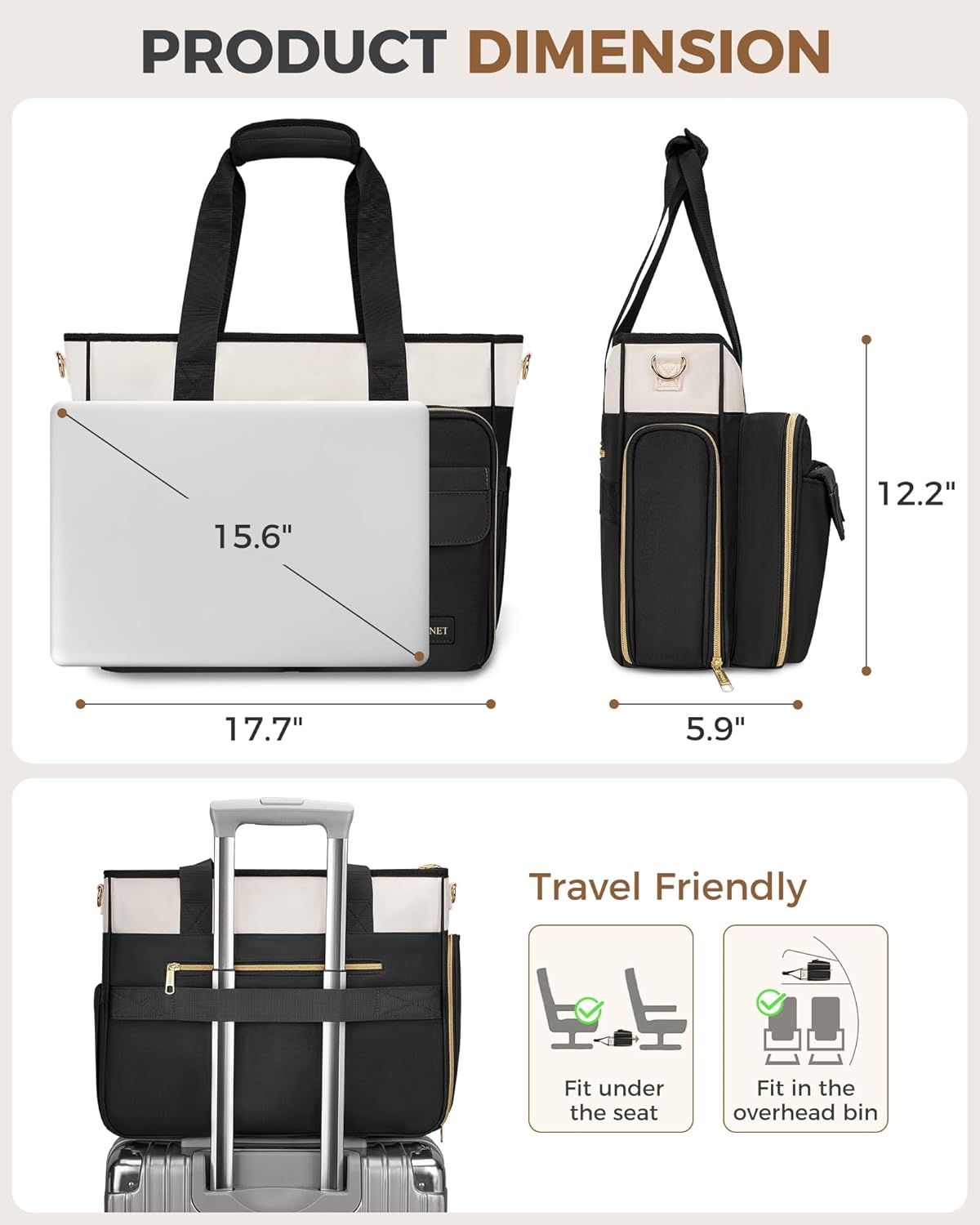 Ytonet Teacher Bag for Women, 15.6 Inch Teacher Tote Bag with Laptop Protective & Accordion File Pockets, Laptop Tote Work Bags Nurse Bags Professional Briefcase for Office, Business, College, Nursing - Image 5