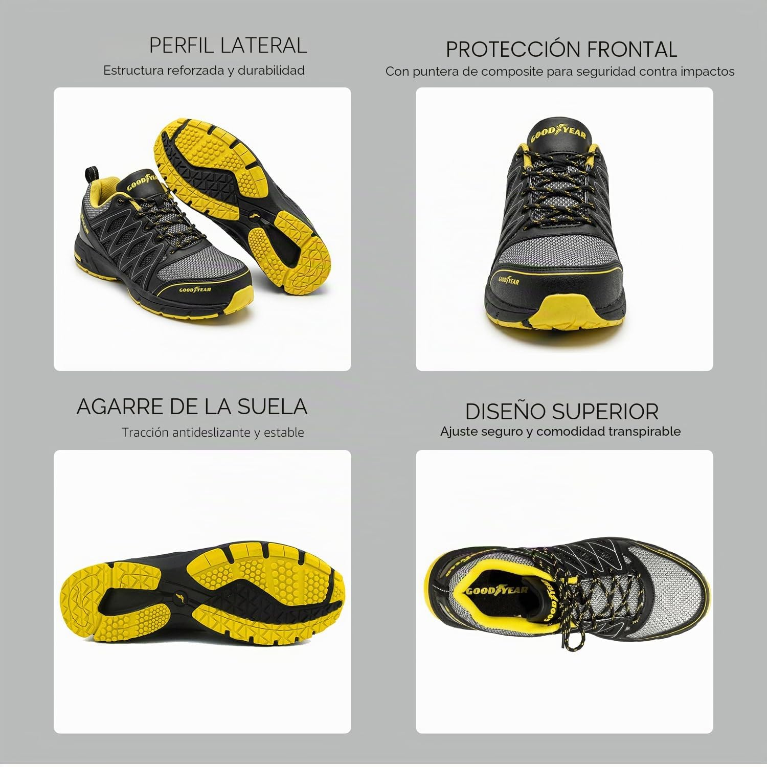 Goodyear GYSHU1502, Zapatillas de Seguridad para Hombre, Negro (Black/Yellow), 43 EU