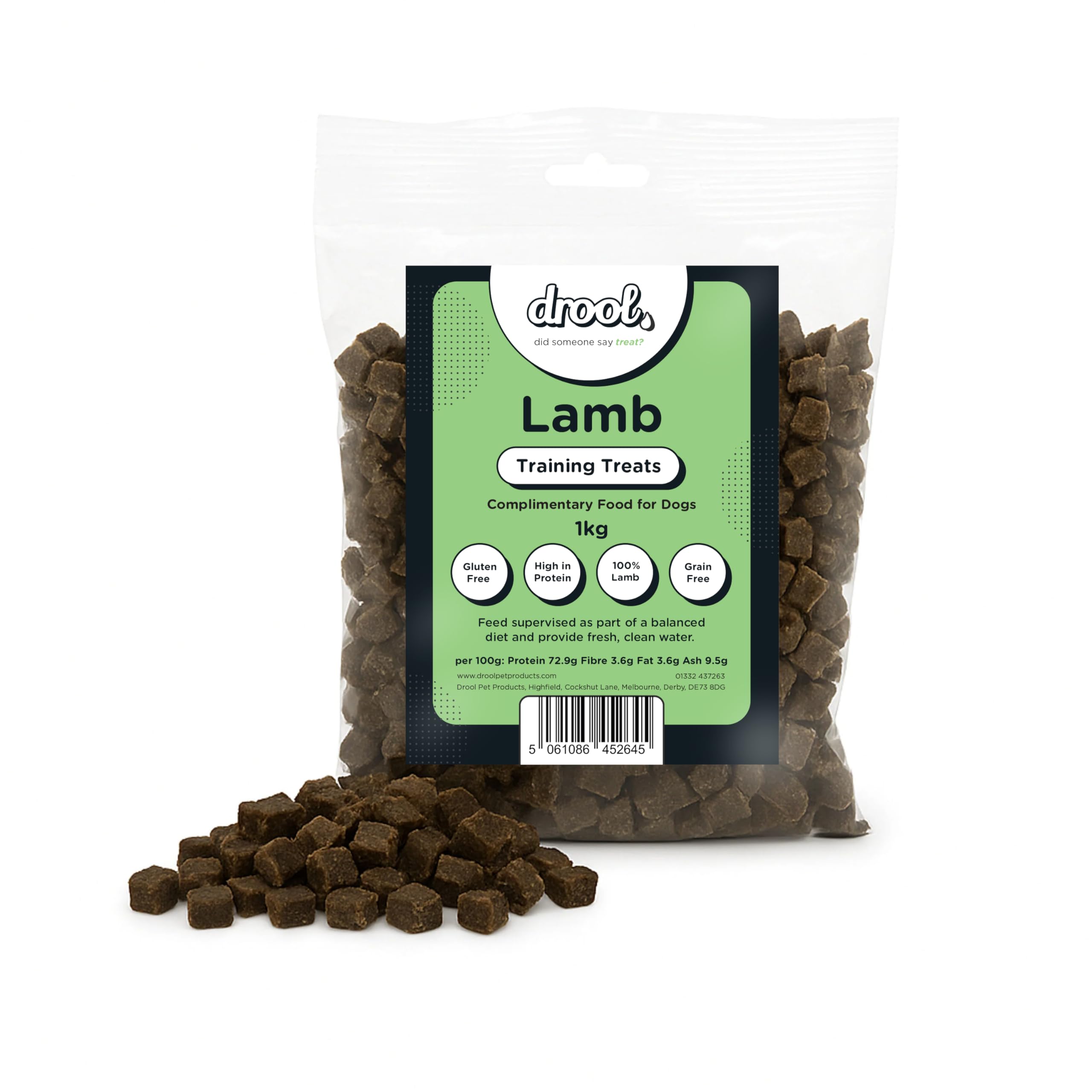 Drool Pet Products 100% Pure Dried Fresh Meat Lamb | Single Pack Training Treats for Dogs | 1 x 1kg Pack Air-Dried Nibbles Dog Chews for Dogs & Puppies 1kg Lamb — image 1