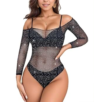 CANDY STRIPPER　LINGERIE MESH　ONE-PIECE Amazon.com: WaKallsmo Fishnet Mesh Bodysuit Sparkle Teddy