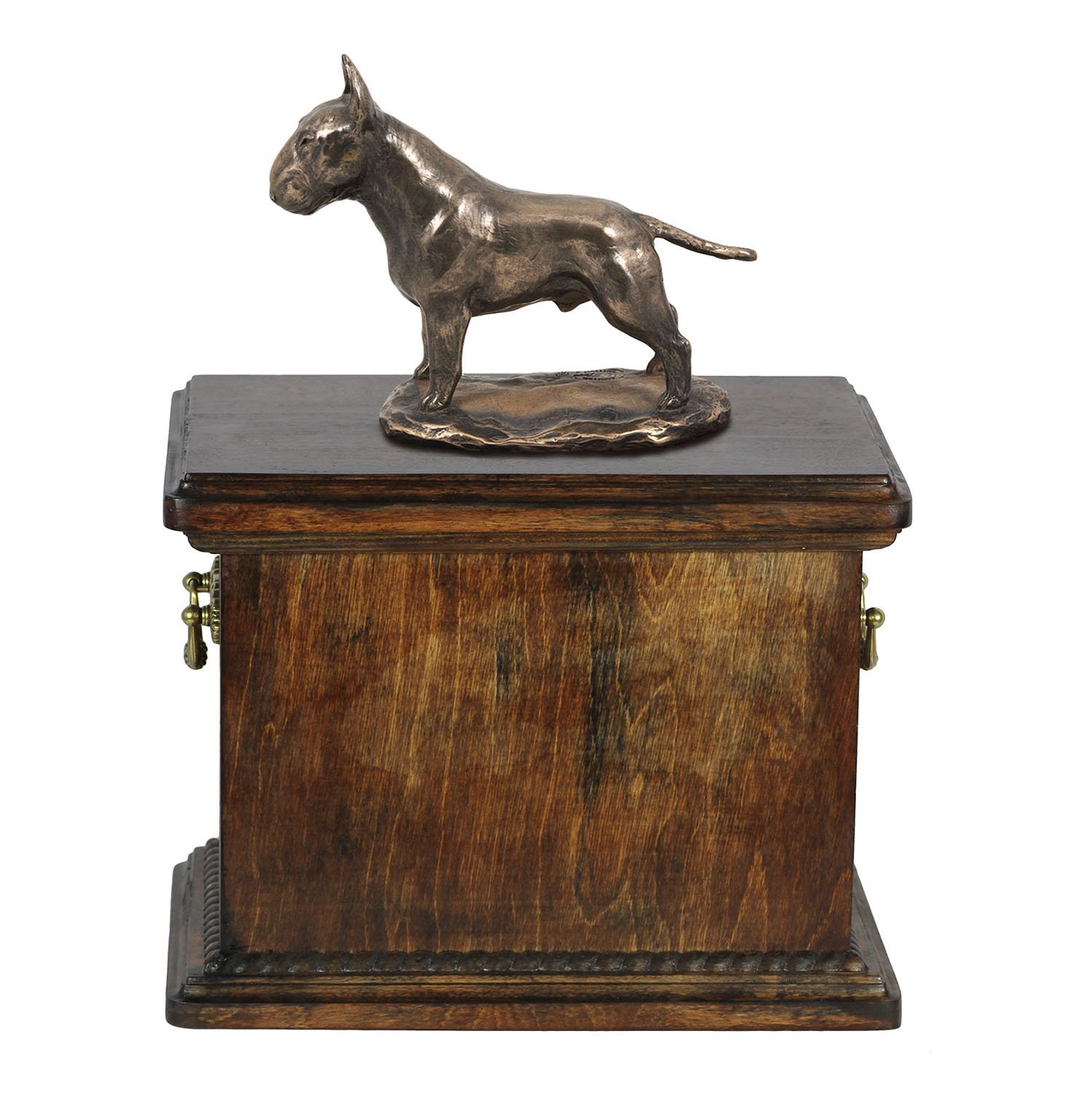 Urne pour les cendres de chien mémorial Bull Terrier statue bronze