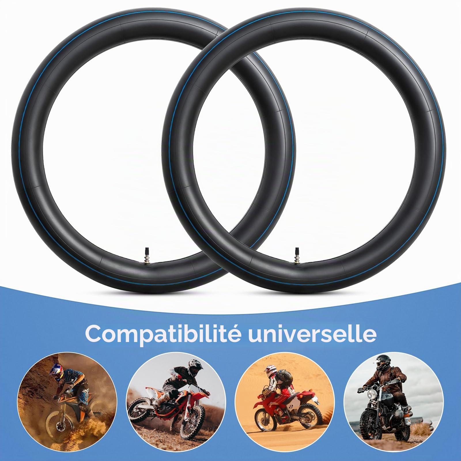 2-PCS 2,75/3,00-21 (80/100-21) Chambres à air de Moto Premium Chambres à air 21 Pouces intérieurs de Rechange Lourds, compatibles 2,75-12 3,00-21 Moto Mini- Dirt Pit Bike pneus Avant et arrière | TR4