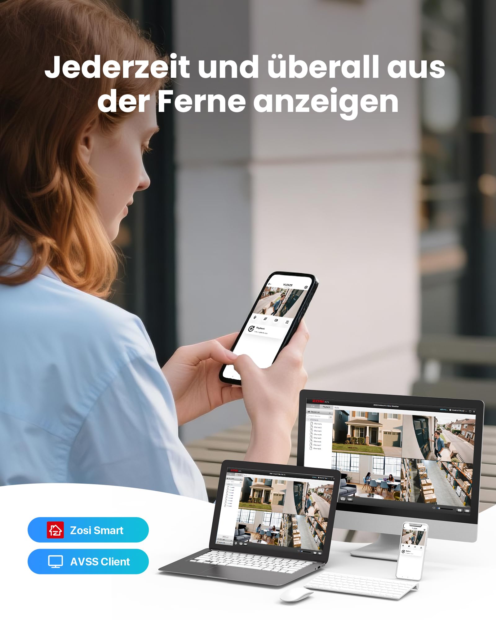 ZOSI 16CH H.265+ 1080P DVR Video Recorder mit 4TB Festplatte | KI-Erkennung, Hybrid 4in1 AHD CVI TVI CVBS Überwachungsrecorder, 16-Kanäle Verkabelt BNC Eingang, HDMI VGA Ausgang