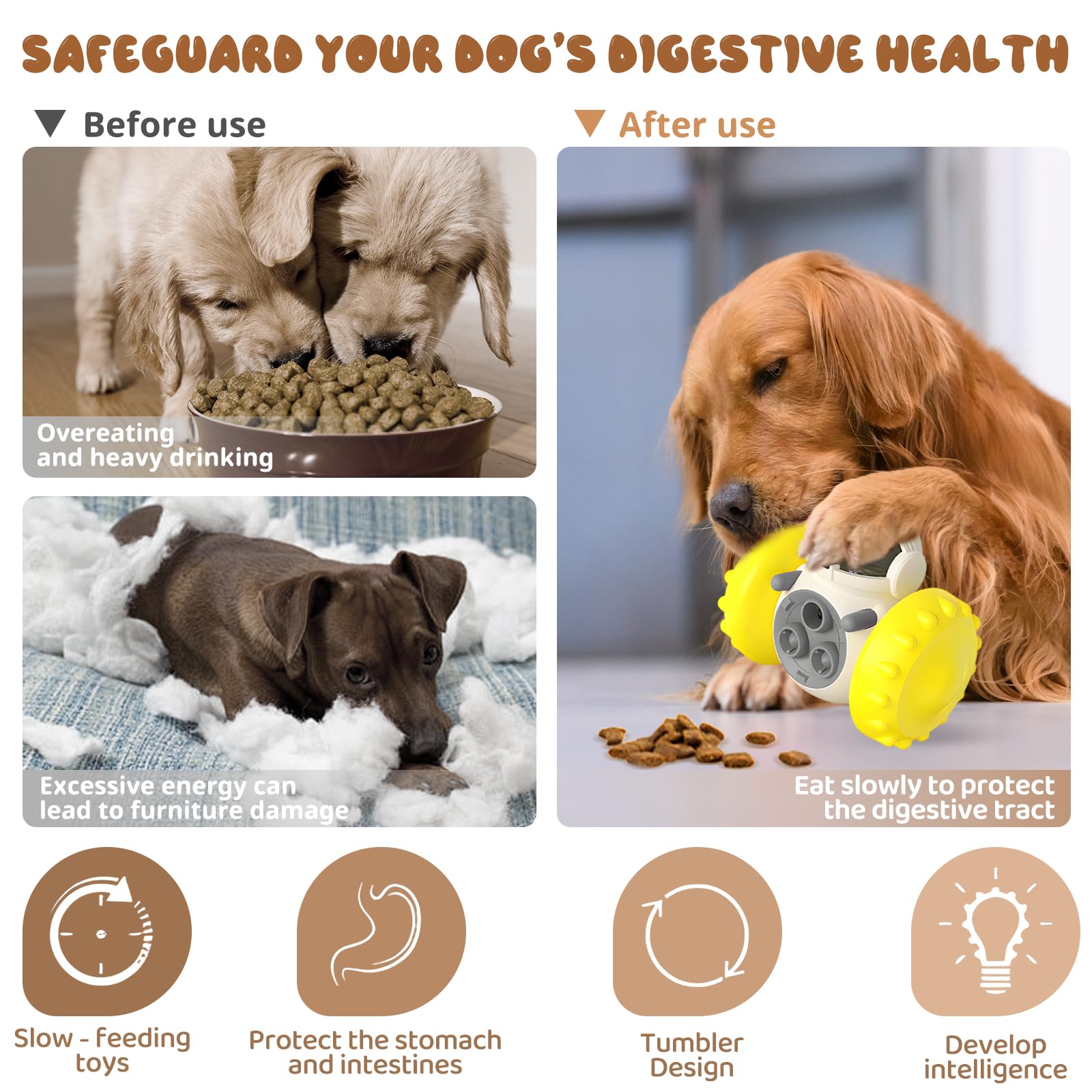 Shyllin Gioco Interattivo per Cani, Giochi per Cani Indistruttibile, Gioco Cane Mangiatoia Premietti, Dispenser di Dolcetti Cane Palline,Alimentazione Lenta, Slow Feeder per Migliorare la Digestione