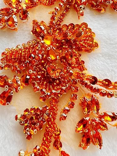 Miniatura 9 de Parches de apliques de encaje brillantes hechos a mano con cuentas de costura, lentejuelas y accesorios para vestido de novia, un parbolsa (plateado)