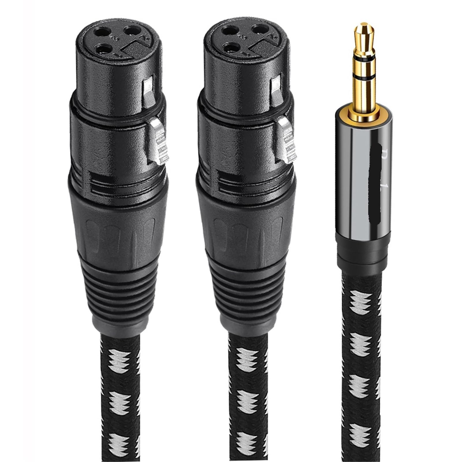 Pleciony materiał 1/8 ''3,5 mm TRS Jack męski na podwójny XLR żeński kabel audio folia OFC + oplot ekranowany dla głośników(1,5m)